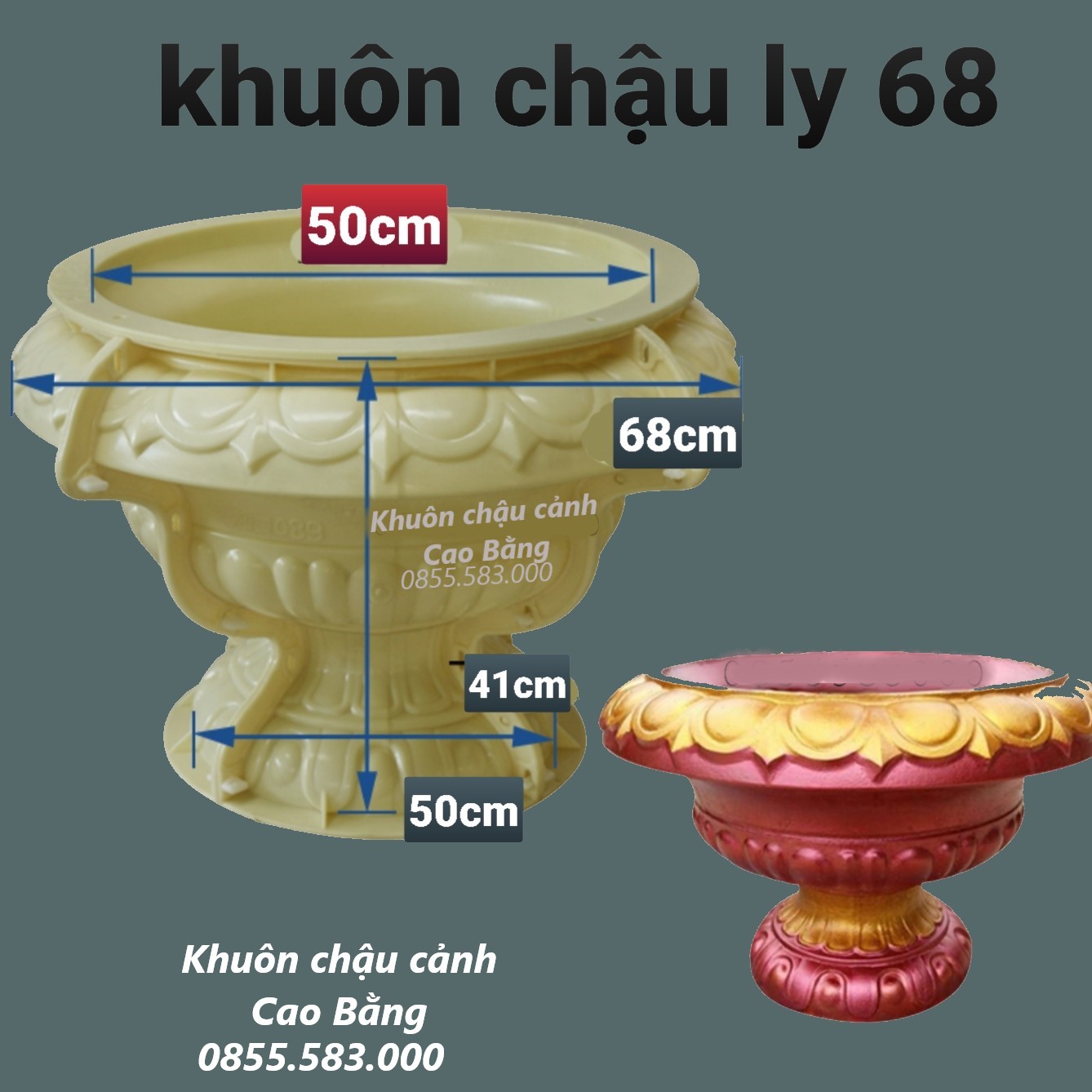 Khuôn đúc chậu cảnh ly 68 (khuôn chậu ABS có lòng trong)