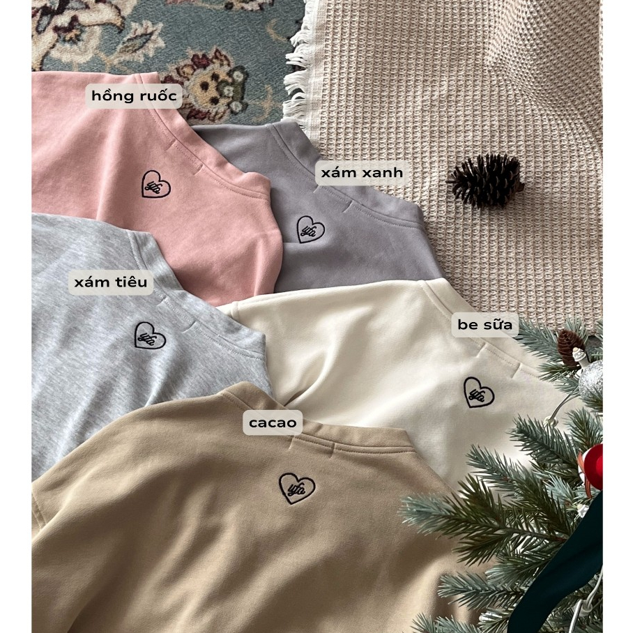 Áo nỉ chân cua basic thêu tim Kobe Sweatshirt - by ufo.thebasic