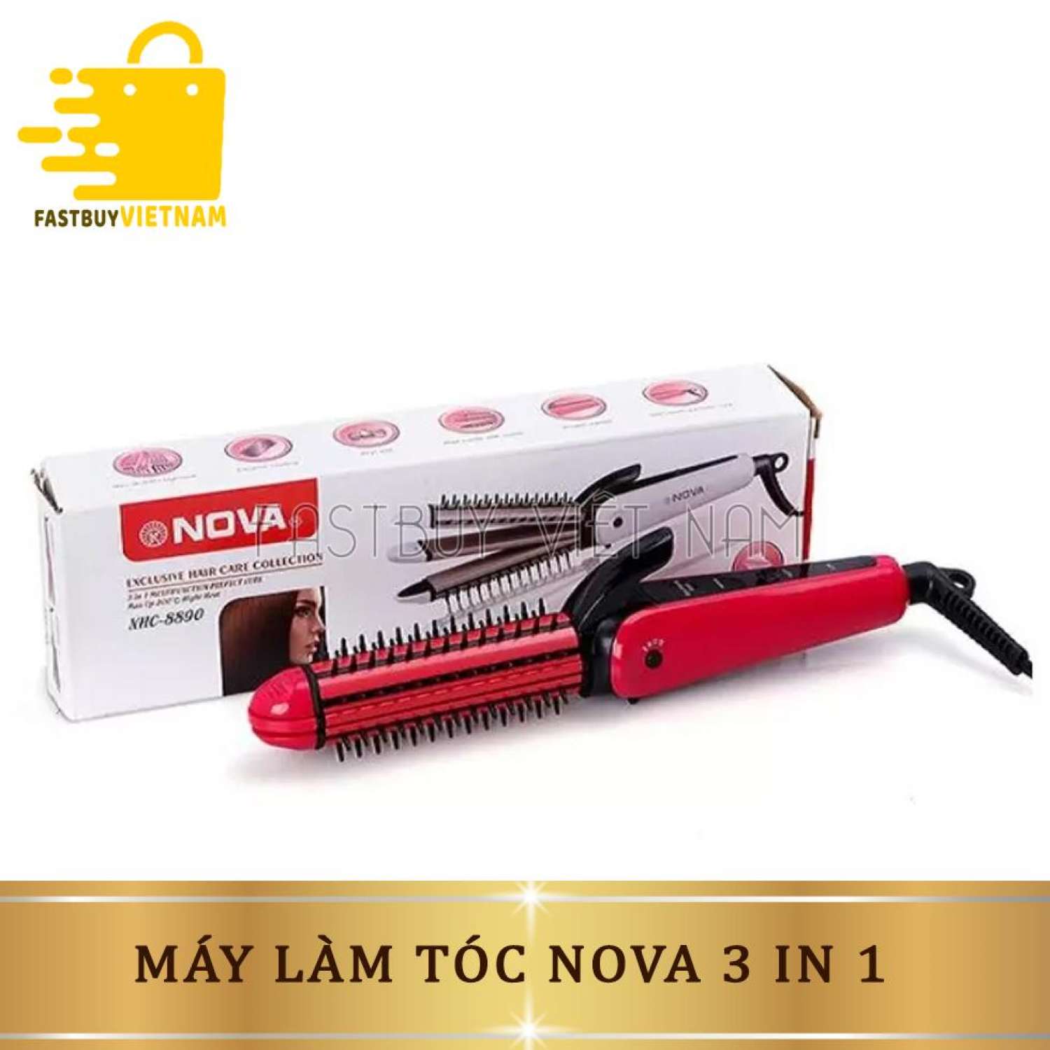 Máy làm tóc đa năng Nova 3 trong 1 (Duỗi tóc, uốn tóc, dập xù) - Bền đẹp, an toàn, Thiết kế đơn giản, gọn nhẹ