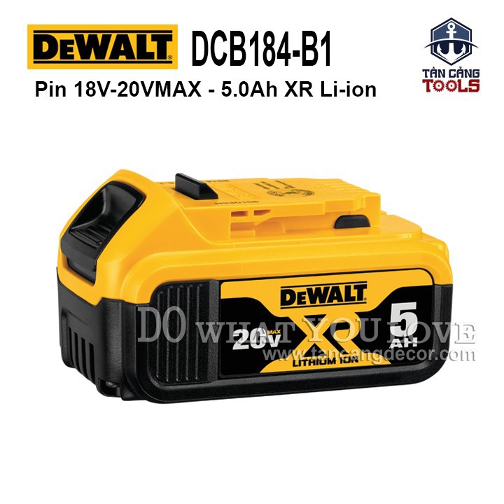 Pin 18v 5.0ah dewalt dcb184-b1 xr-li-ion