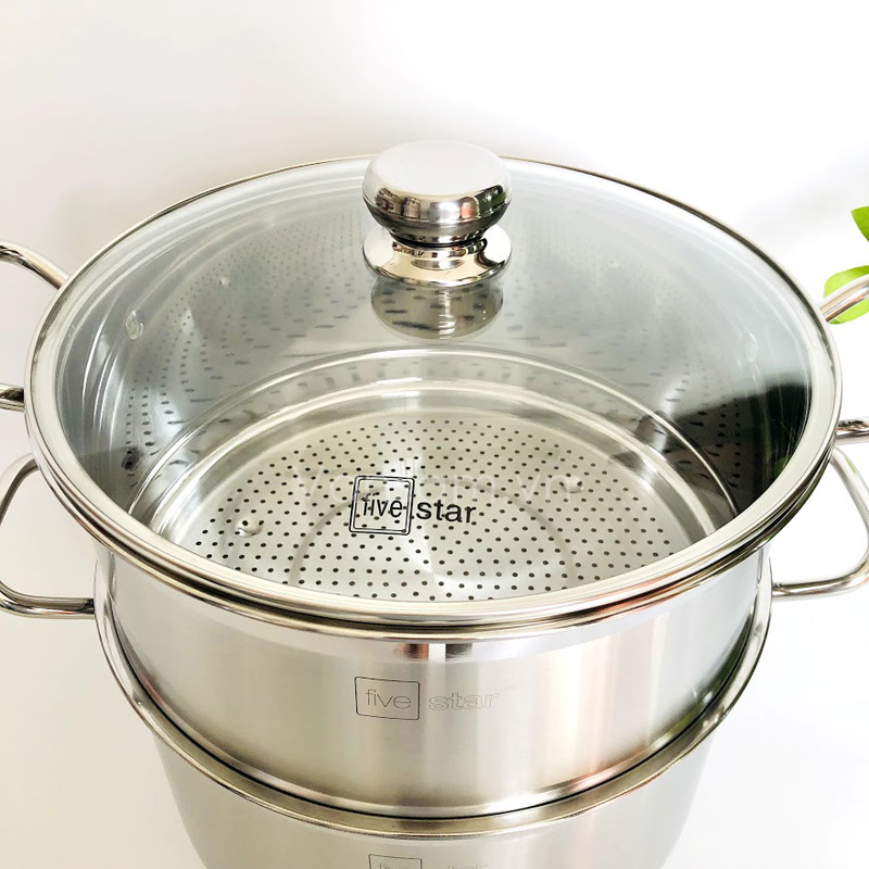 [HCM]Bộ Nồi Xửng Hấp Nắp Kiếng Fivestar 30cm