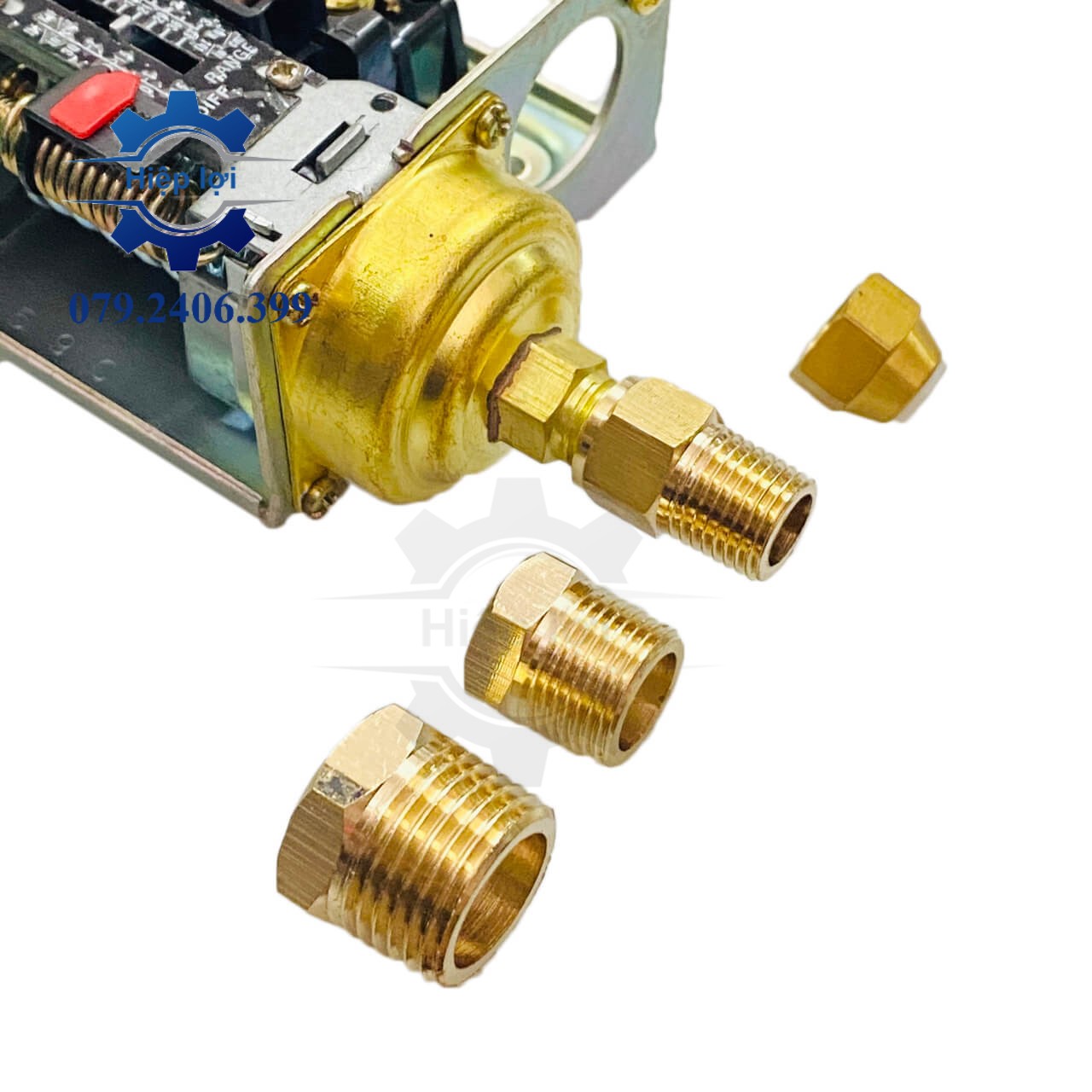 Nối ren đồng rơ le áp suất - số 4 - cà rá thau nối rơ le áp suất