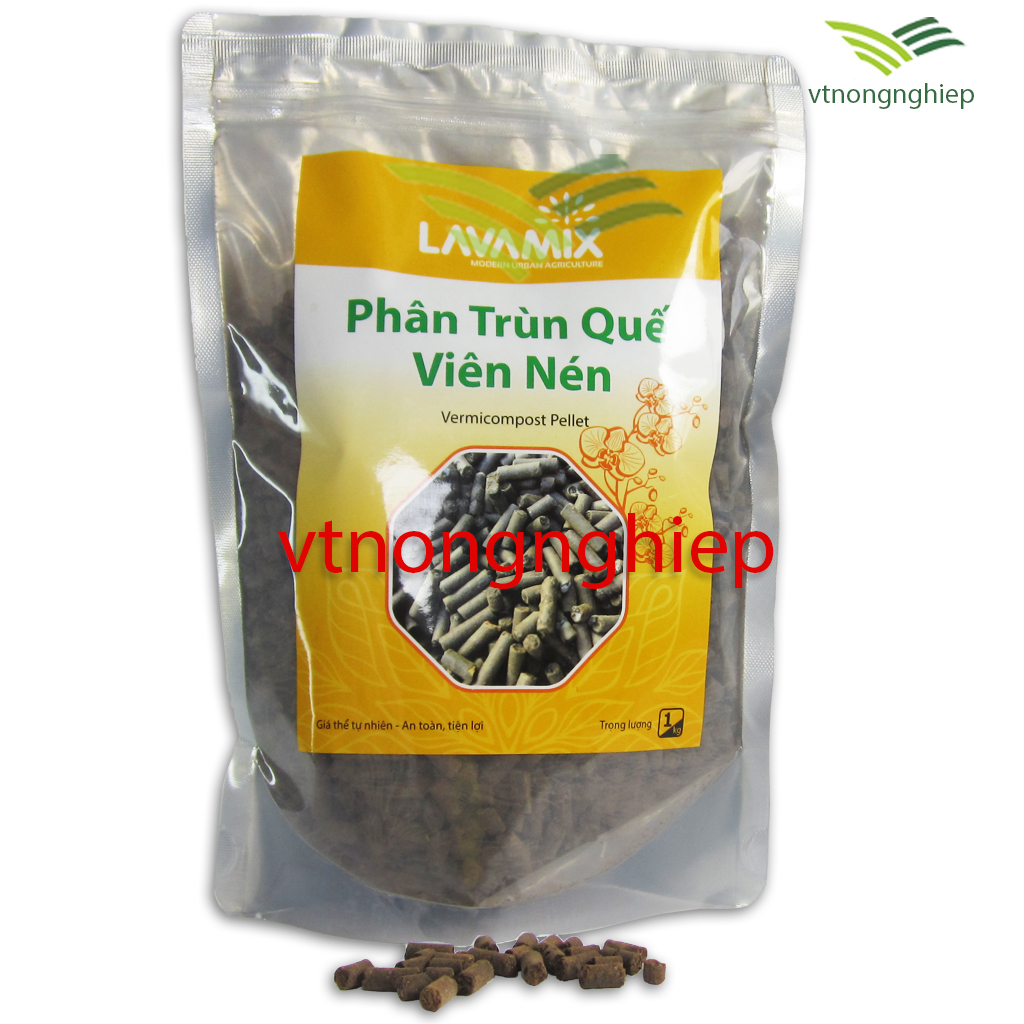 1kg Phân trùn quế viên nén, tan chậm, chuyên dùng cho hoa lan, hoa hồng, cây cảnh, bon sai.