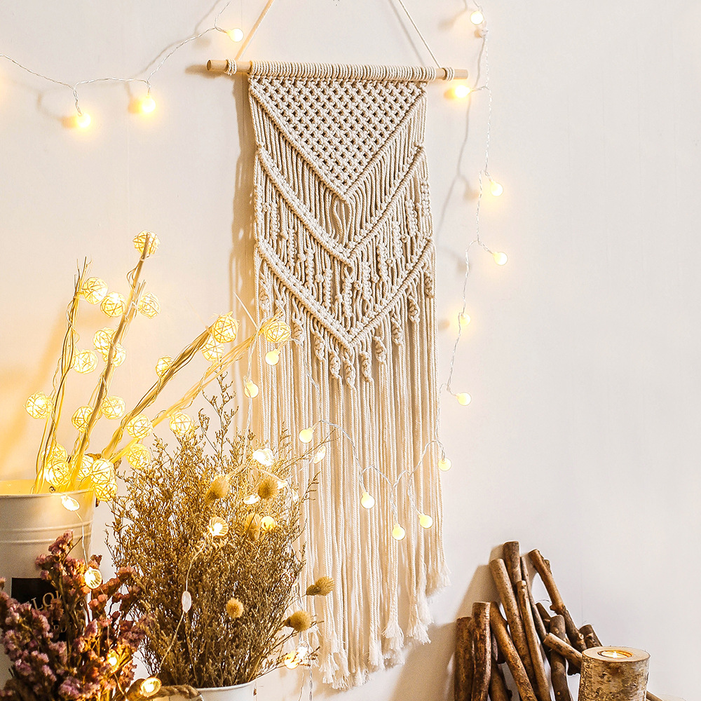 Mành Macrame treo tường, Macrame trang trí thắt mũi tên