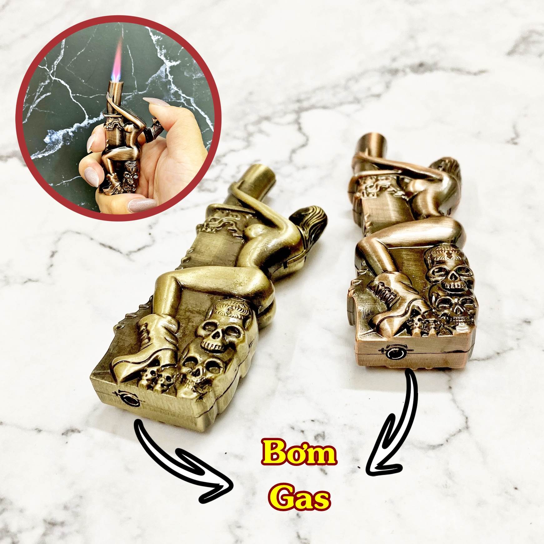 BẬT LỬA KHÈ HÌNH CÔ GÁI ÔM Đ.AO (KIM LOẠI) - (XÀI GAS)