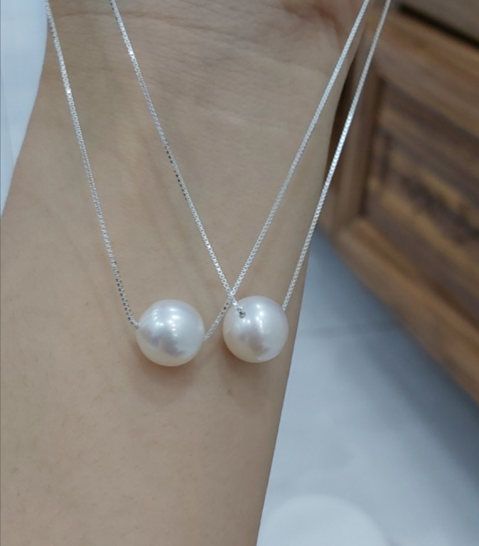 bộ dây bạc thật mặt ngọc trai nuôi siêu dễ thương ( hình thật )