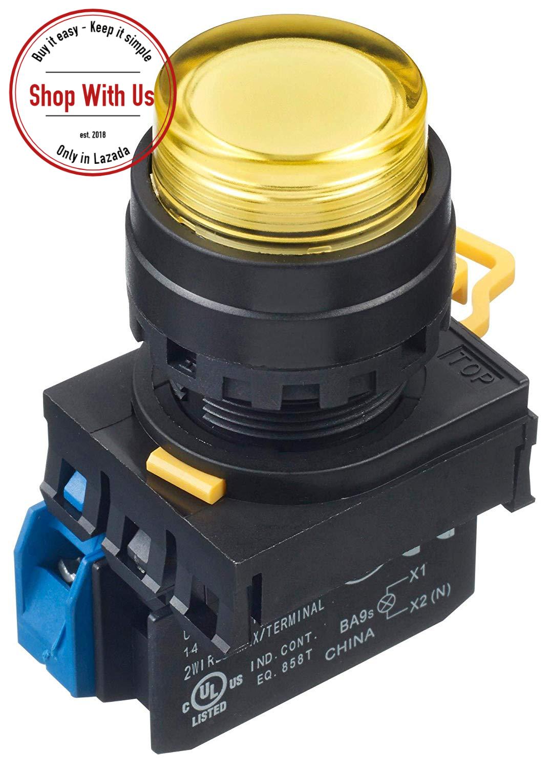 Nút ấn có đèn IDEC - YW1LM2E10QM3 - Nhấn nhả_220V_1NO/NC_22mm