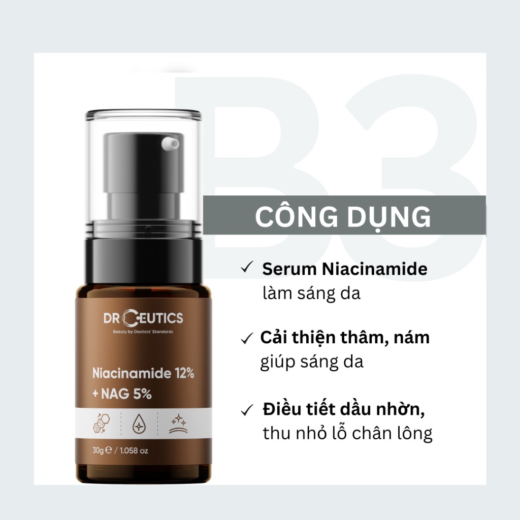 Combo 2 Serum Làm Đều Màu Da, Mờ Thâm Giảm Mụn DrCeutics (BHA 2% 30ml, Niacinamide 12% 30ml)