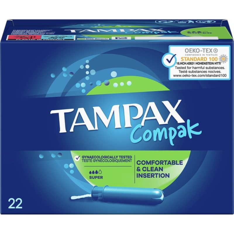 Tampon Tampax cần đẩy nhựa - công nghệ ngăn rò rỉ - 22 que - loại 3 giọt - ngày nhiều