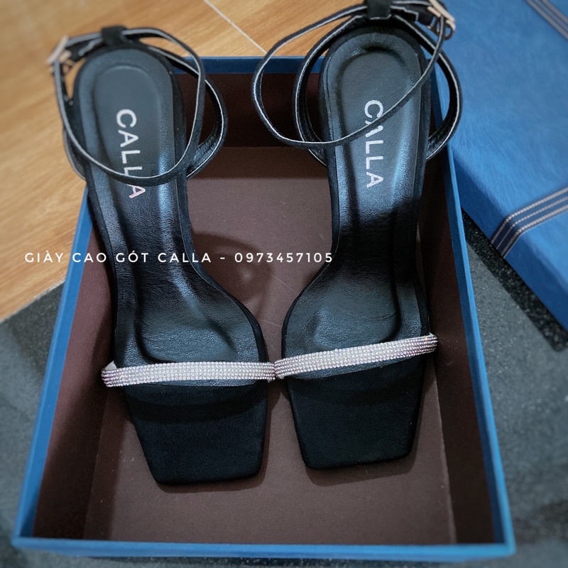 sandal hở gót mũi vuông dây đá cao 8cm - 12cm (giày cao gót Calla)
