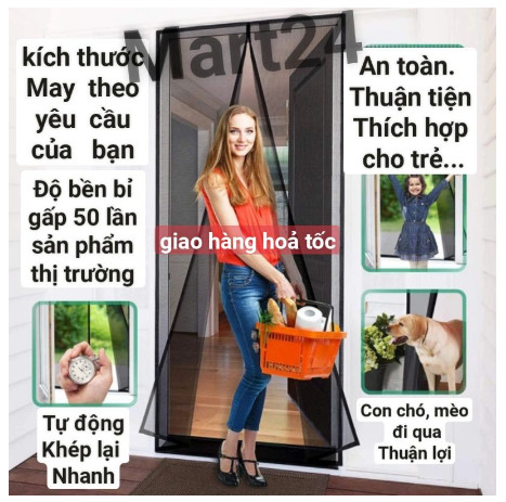 Lưới chống muỗi, rèm nam châm, rèm chống muỗi, chống bụi, kích thước theo yêu cầu