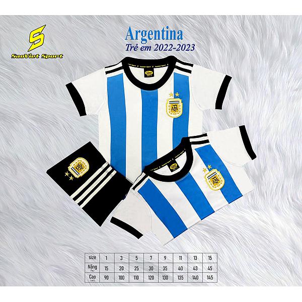 Đồ thể thao đá bóng argentina trắng xanh – đồ đá banh trẻ em 2022
