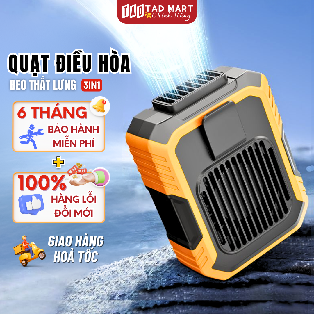 Quạt Điều Hòa Mini Tirek F49 Đeo Thắt Lưng- Tích Hợp Sạc Dự Phòng 5.000mAh - Sử Dụng Lên Tới 10 Giờ - 3 Chức Năng Quạt, Đèn Pin, Sạc Dự Phòng