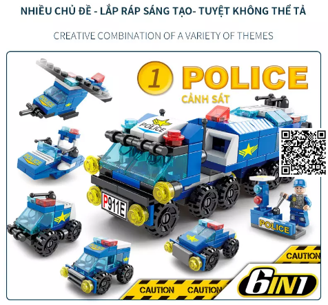 1194 mô hình lego xe cảnh sát - a 6 trong 1 lắp ráp