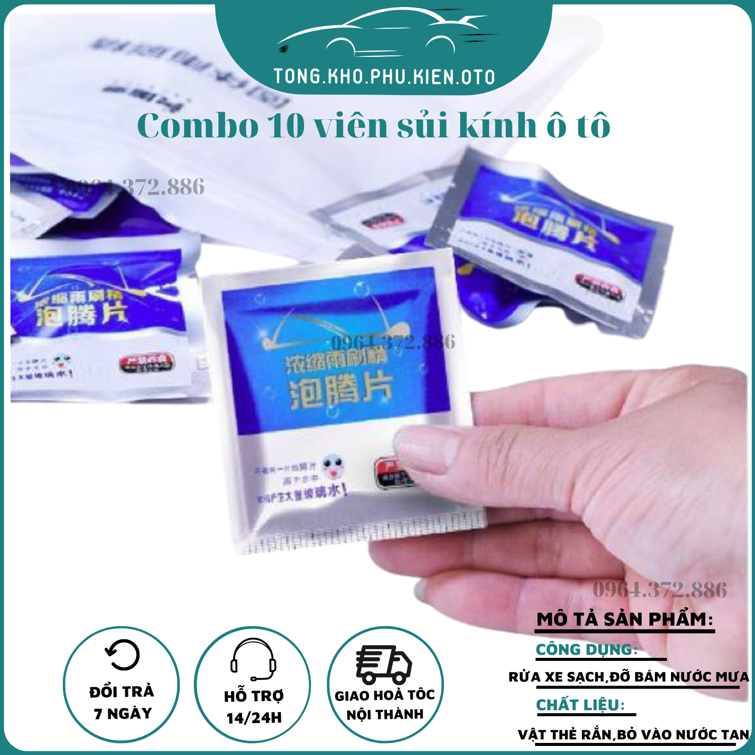 Viên sủi rửa kính xe ô tô, rửa kính nhà