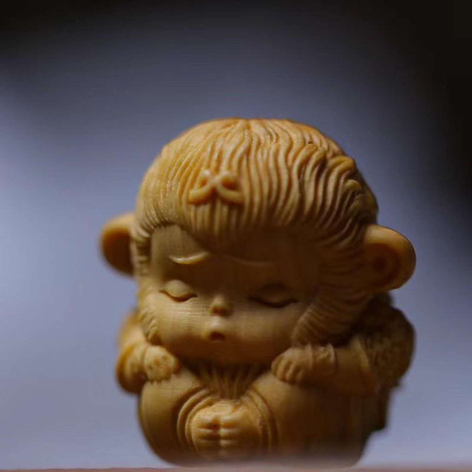 Móc khóa gỗ điêu khắc Ngộ Không dễ thương