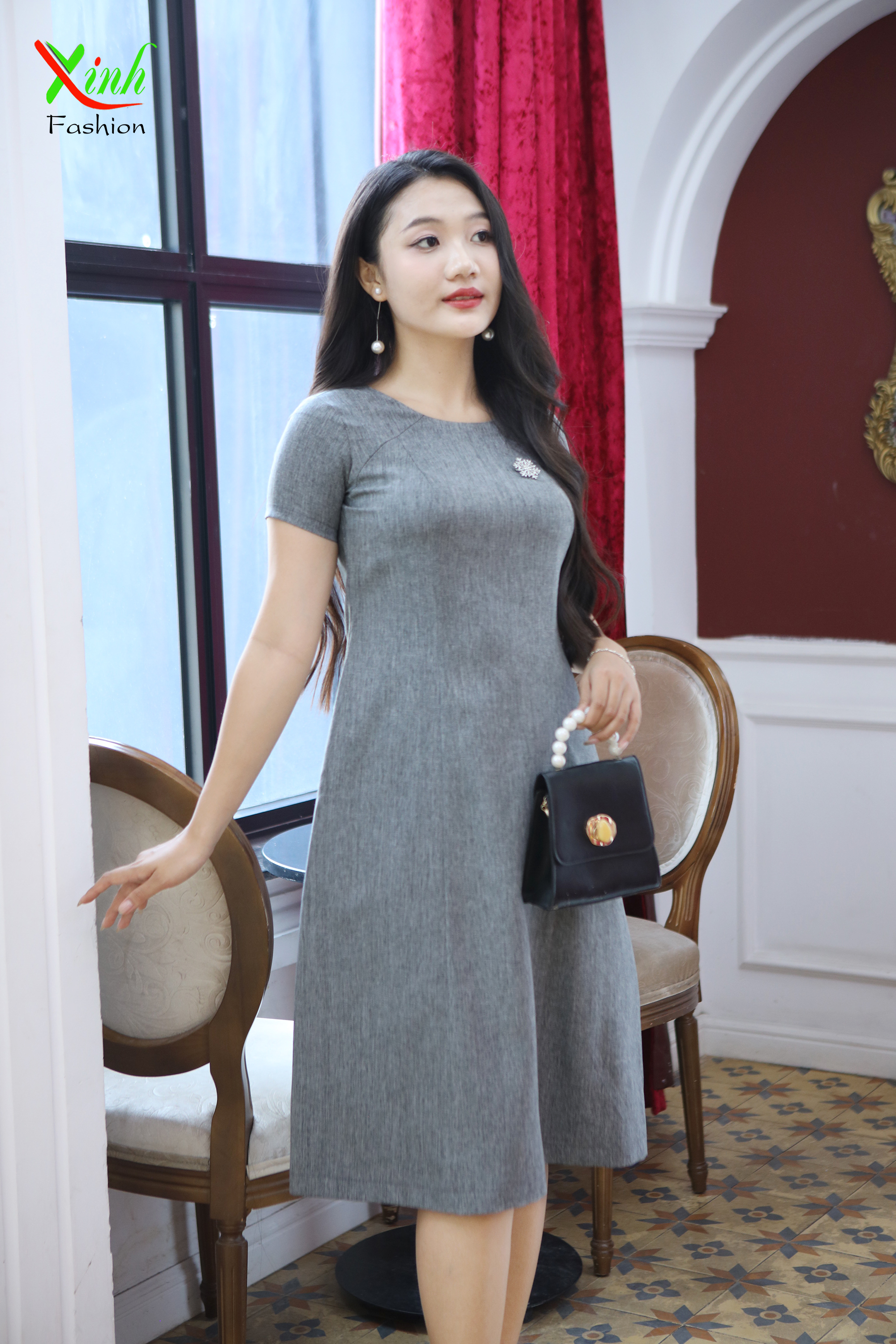 Đầm nữ suông A basic trẻ trung tông màu nịnh da DL923 DL925