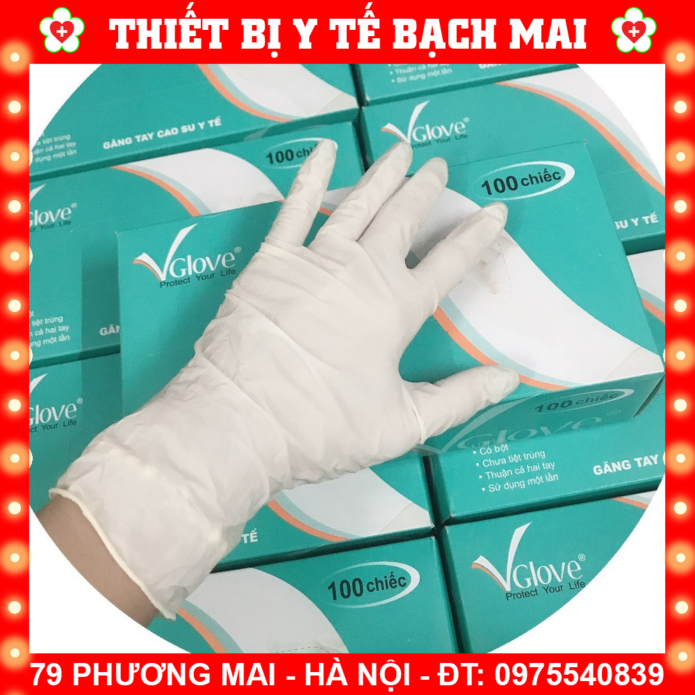 Găng tay y tế vglove có bột - hộp 100 chiếc