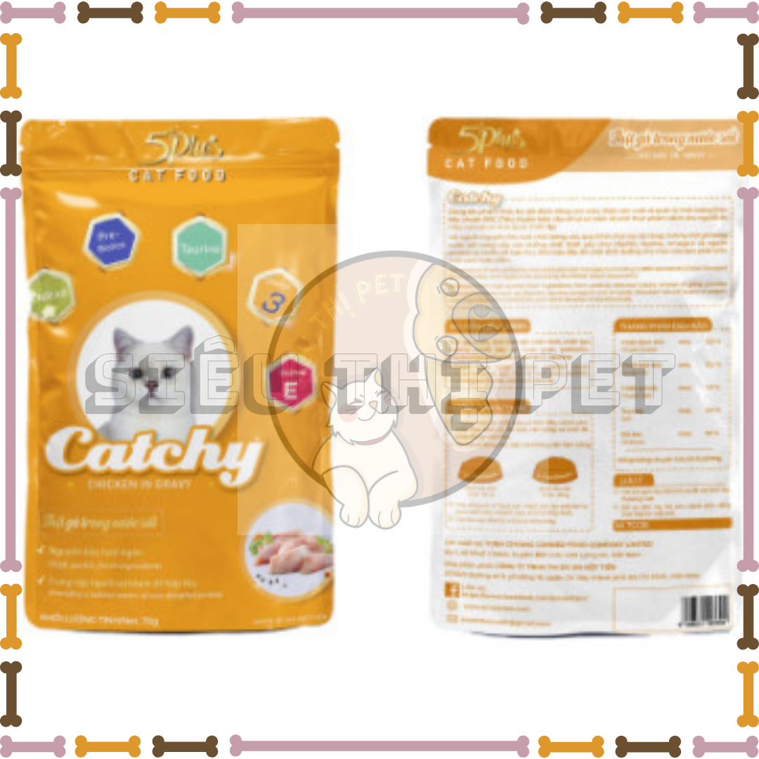 (KHUYẾN MÃI) Pate 5Plus Catchy cho mèo 70gr