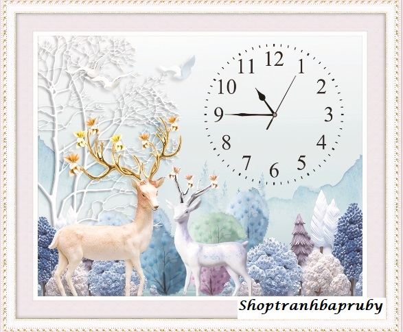 [HCM]Tranh đính đá Đồng hồ Tài Lộc 77706 kích thước 61 x 50 cm