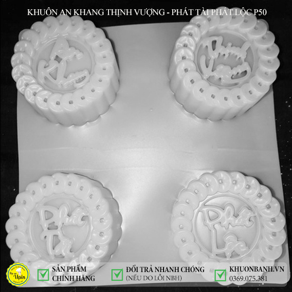 Khuôn nhựa khuôn Phát tài phát lộc An khang thịnh vượng phúc lộc thọ tài làm thạch/xôi bánh trung thu