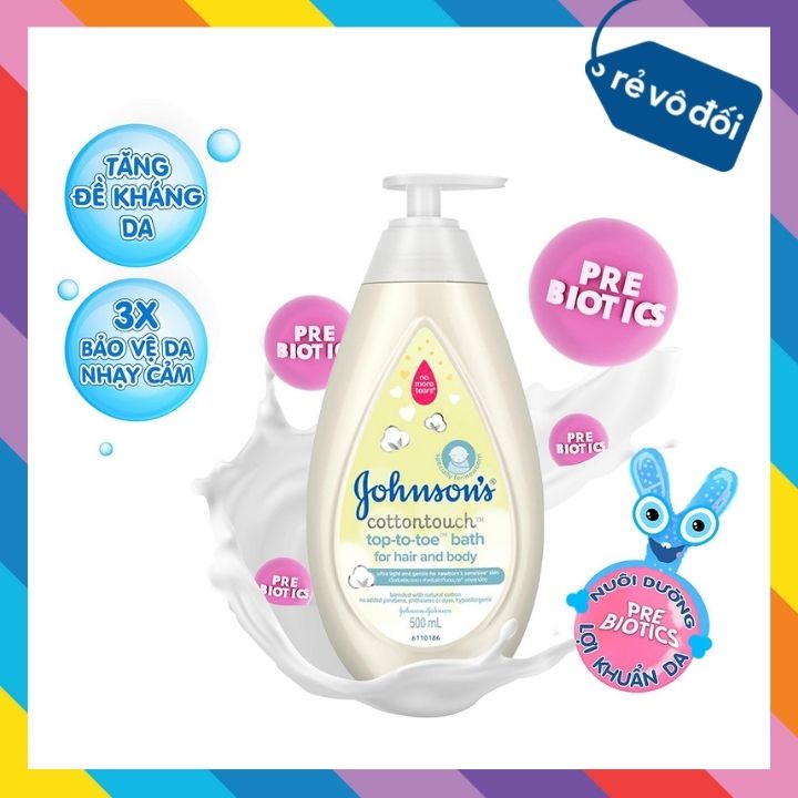 Sữa tắm gội toàn thân mềm mịn Johnsons Baby Bath Cotton Touch