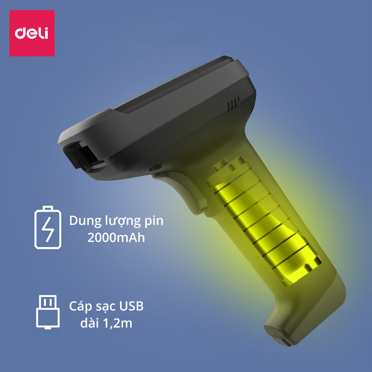Máy Quét Mã Vạch DELI, Máy Quét Đa Tia, Kết Nối Có Dây Và Không Dây, Quét Các Loại Mã Vạch 1D 2D Barcode QR CODE, Bắn Mã Vạch Liên Tục Dùng Trong Siêu Thị, Cửa Hàng, Tạp Hóa, Hiệu Thuốc