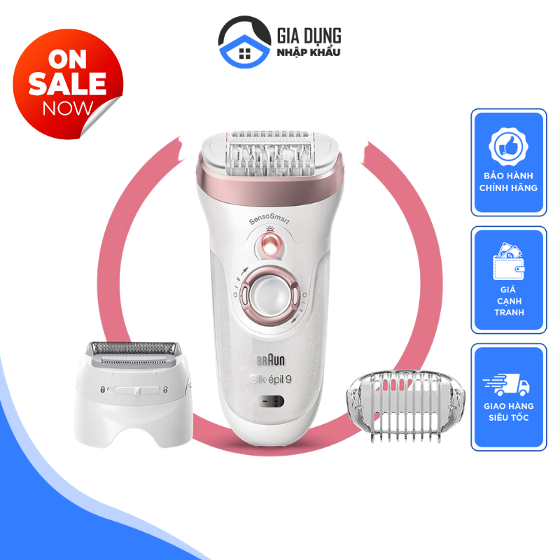 Braun Silk-épil 9 women's epilator / hair remover for long-lasting hair removal, including shaving and trimmer attachment, gift for woman