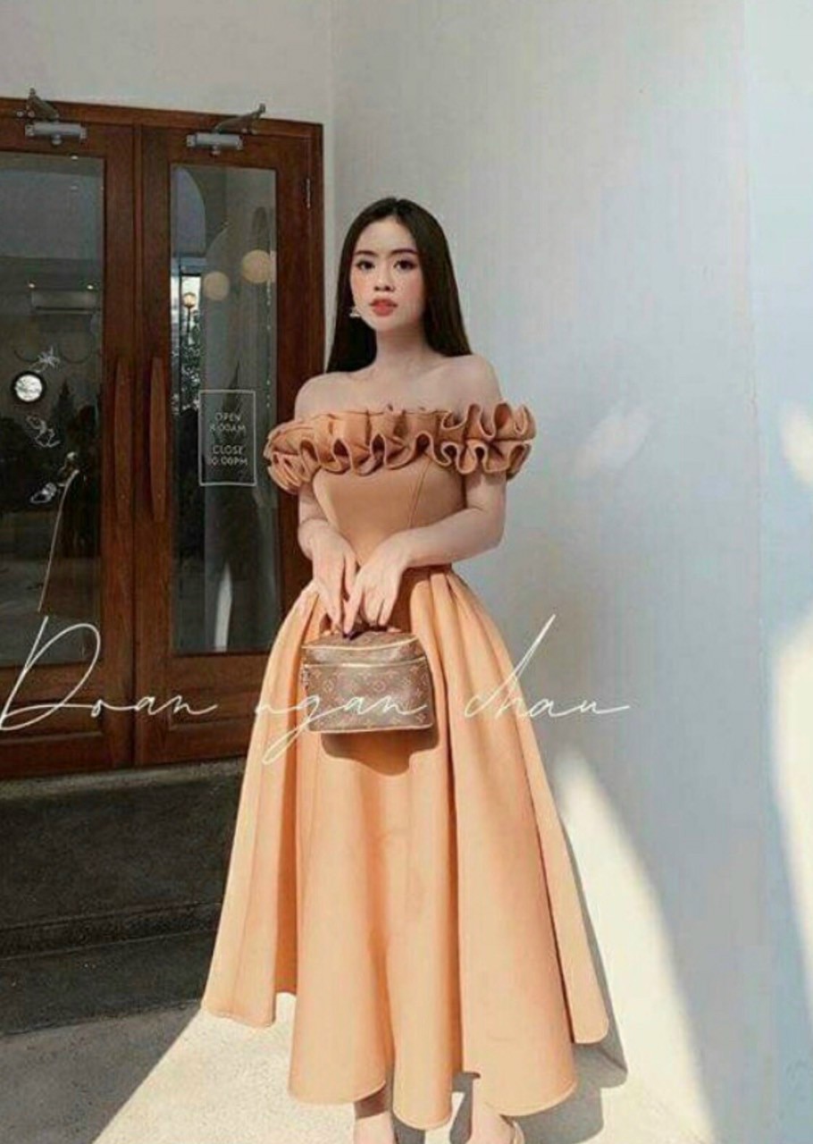 [HCM]Đầm Xòe Trễ Vai Nhúng Vai