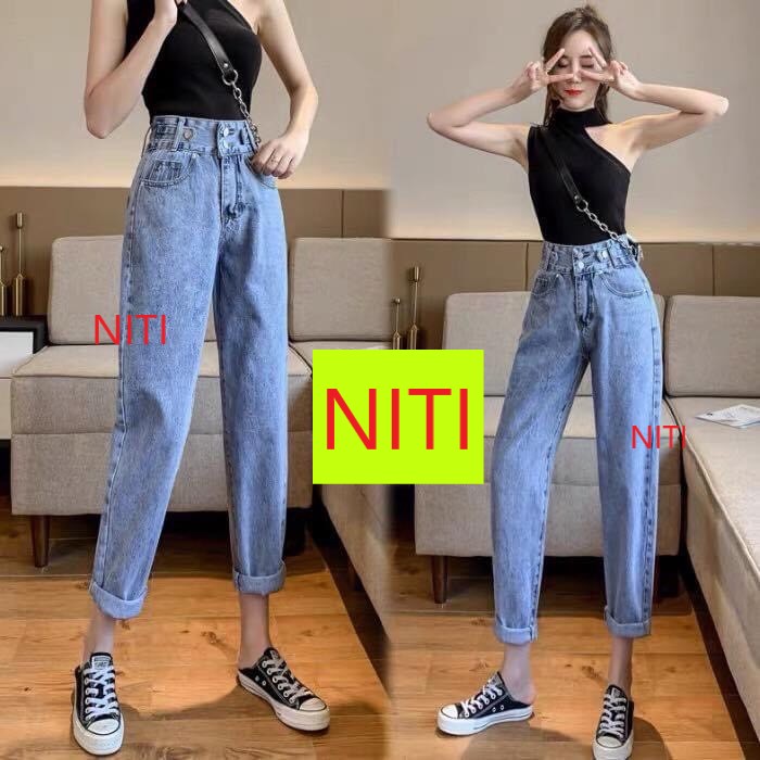 [HCM][ RÀO CẢN!! ] QUẦN JEAN NỮ LƯNG CAO KIỂU QUẦN BAGGY JEAN NỮ LƯNG CAO MÀU XANH NHẠT 2 NÚT PHỐI ĐAI CỰC XỊN SÒ CỰC BỐC NỔI BẬT PHONG CÁCH THỜI TRANG-NY12308
