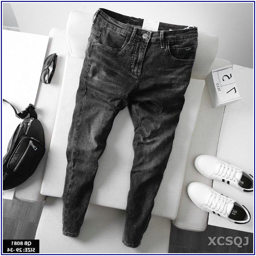 Quần jean nam cao cấp 384 MÀU NGẢ ĐEN cào xước , không xù lông, không ra màu, chất giãn tốt -x2-73