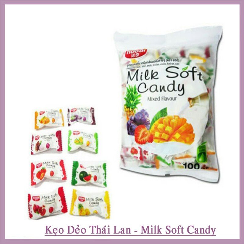 Kẹo dẻo trái cây thái lan 24 vị milksoft - gói 320gram