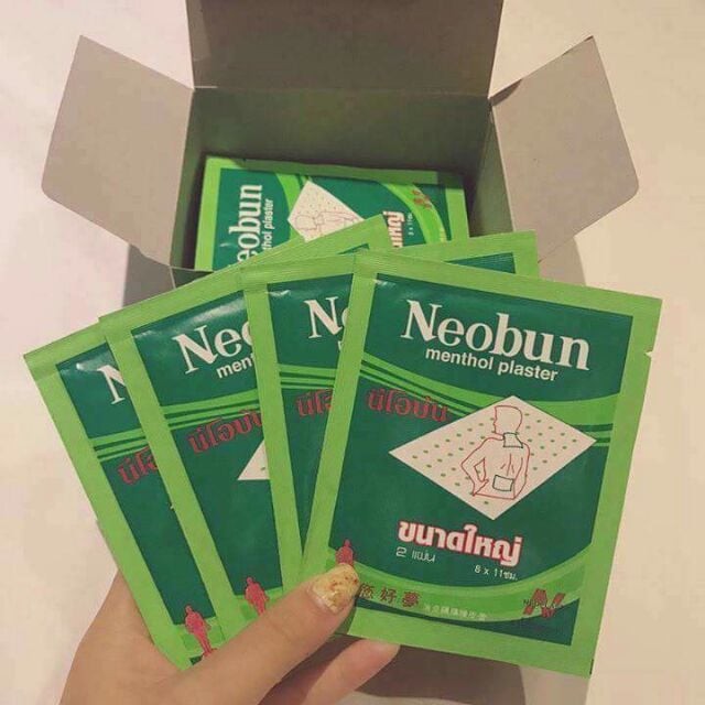 1Gói (10 Miếng) Cao Dán Giảm Đau Neobun Menthol Plaster