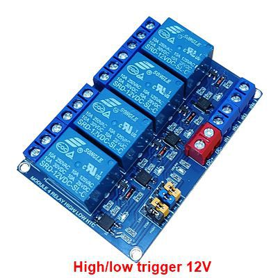 Module  4 relay 12Vdc có optocoupler 2 mức kích high/low HTC