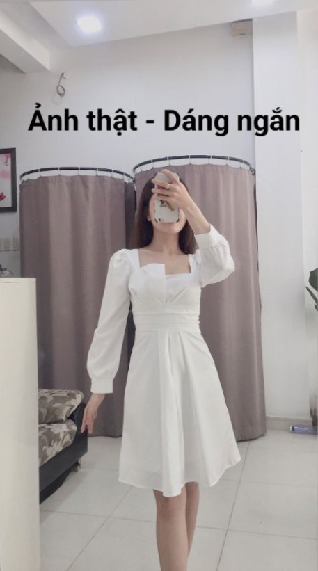 Đầm dự tiệc xòe tay phồng cách điệu