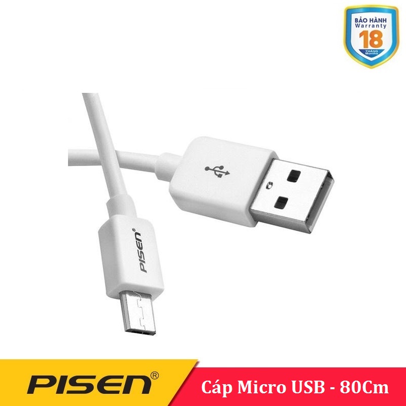 Cáp Pisen Micro USB 80cm - BH 18 Tháng