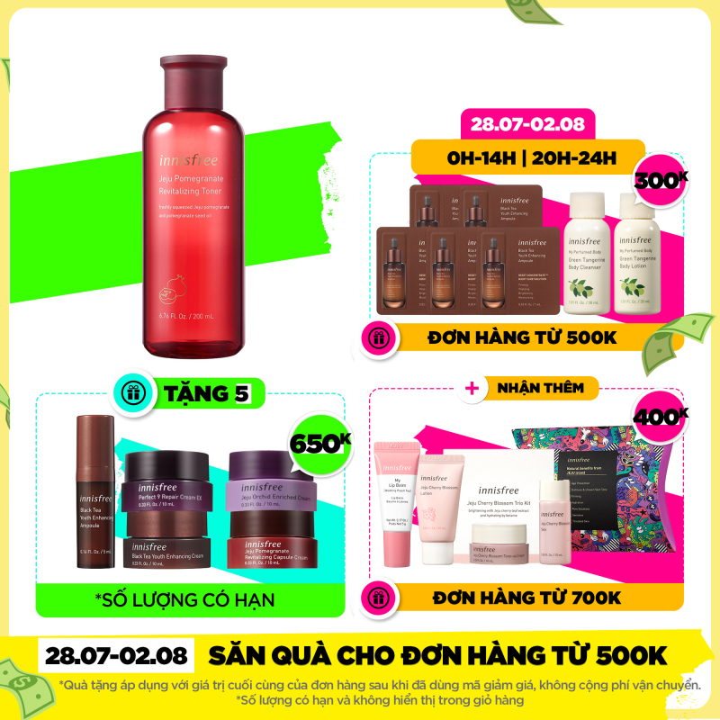 Nước cân bằng ngăn ngừa lão hóa từ lưu innisfree Jeju Pomegranate Revitalizing Toner 200ml
