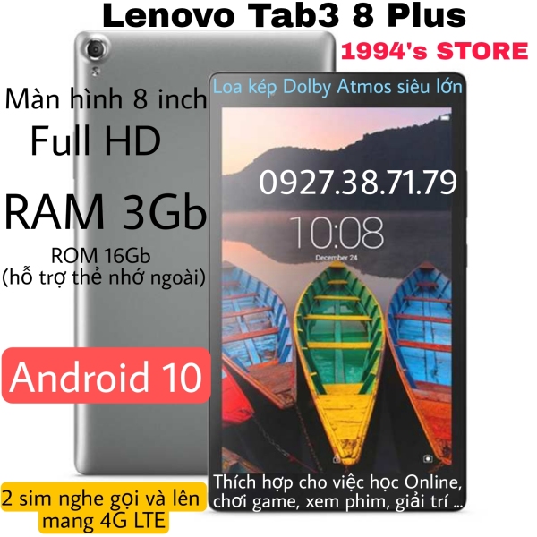 [2 Sim 4G - Học Online] Máy tính bảng Lenovo Tab3 8 Plus 8703 -  8 inch - RAM 3Gb - Loa kép Dolby Atmos - Android 10