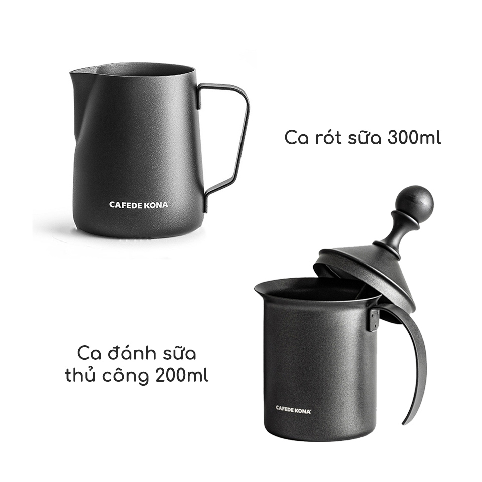 Combo đánh bọt sữa và rót sữa pha Cappuccino và Latte