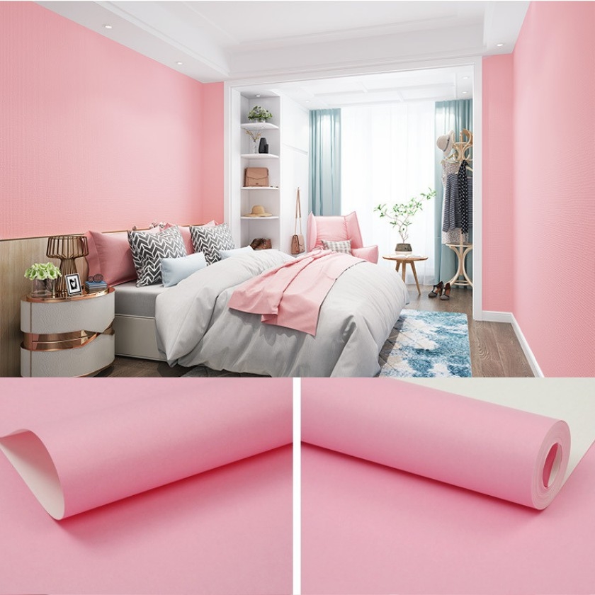 Giấy dán tường hồng  ( cuộn dài 10m khổ rộng 45cm, có sẵn keo )