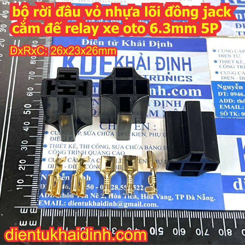 bộ rời đầu vỏ nhựa lõi đồng jack cắm đế relay xe oto 6.3mm 5P 5 chân kde4543