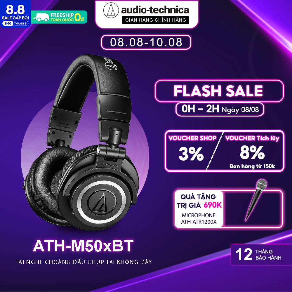 Tai Nghe Bluetooth Chụp Tai Over-ear Audio Technica ATH