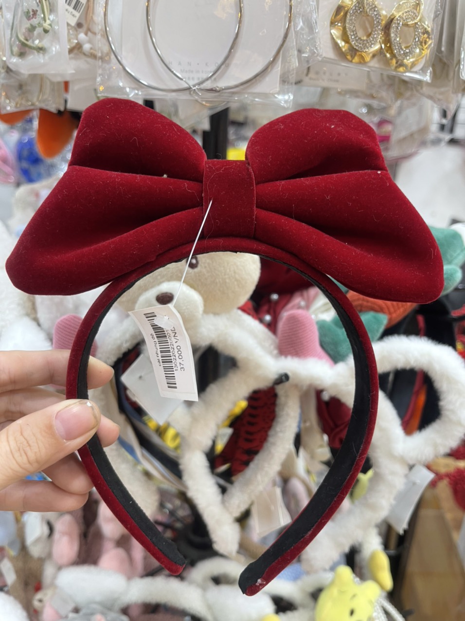 Cài tóc nhung nơ đỏ xinh