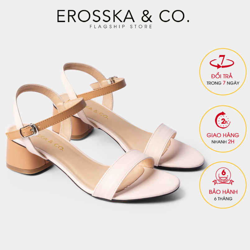 Giày sandal cao gót nữ 3p đi học Erosska mũi tròn phối dây nhiều màu tinh tế cao EB019 giá rẻ