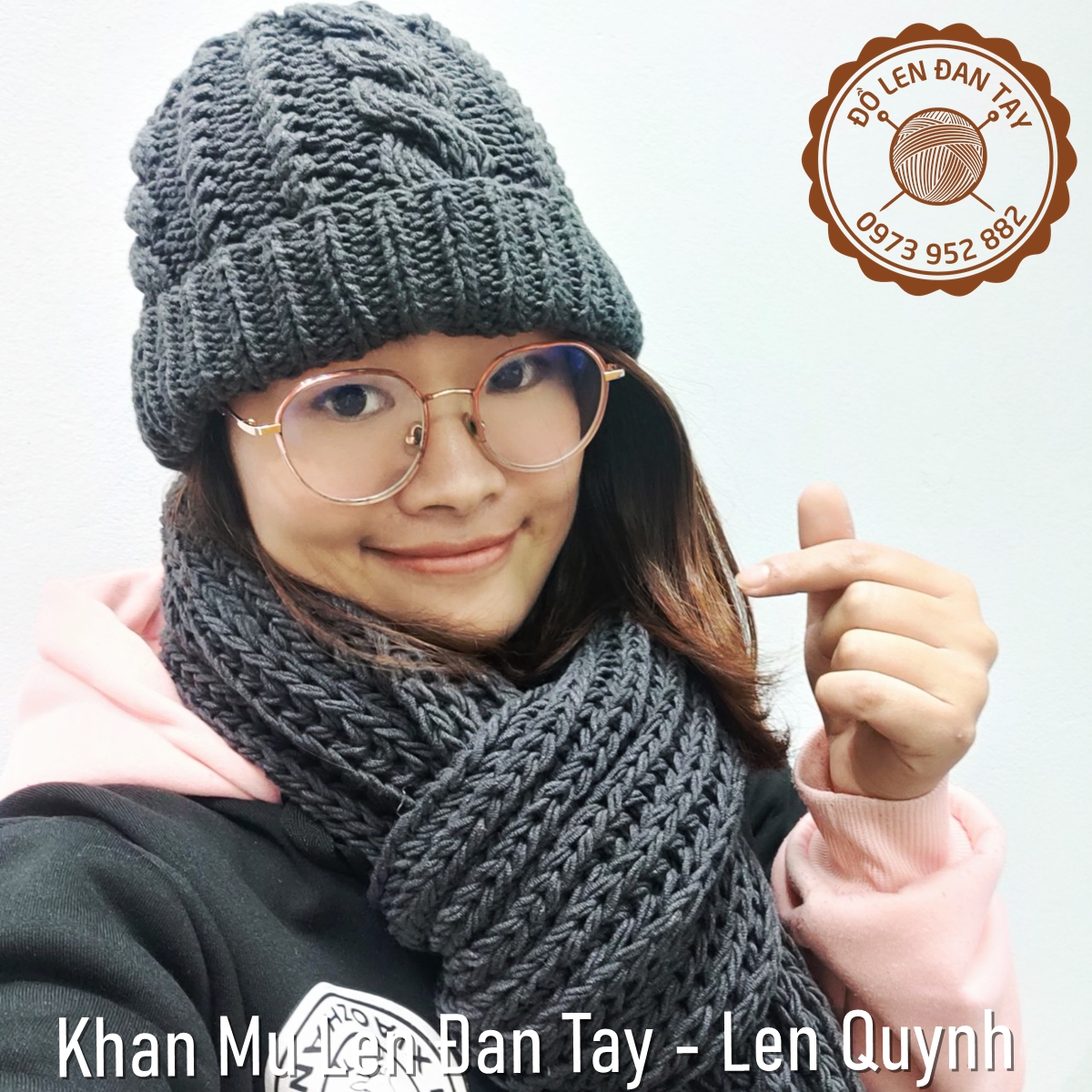 Khăn len đan tay cốt ăng lê mềm mại, ấm áp