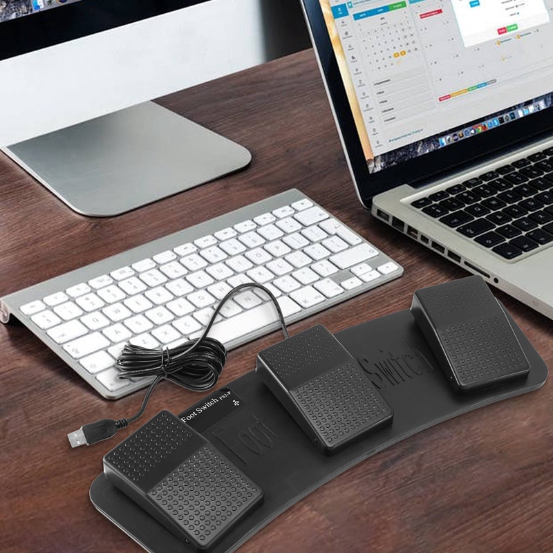 FS3-P USB Triple Foot Switch Pedal Control Keyboard Mouse PC Game Plastic