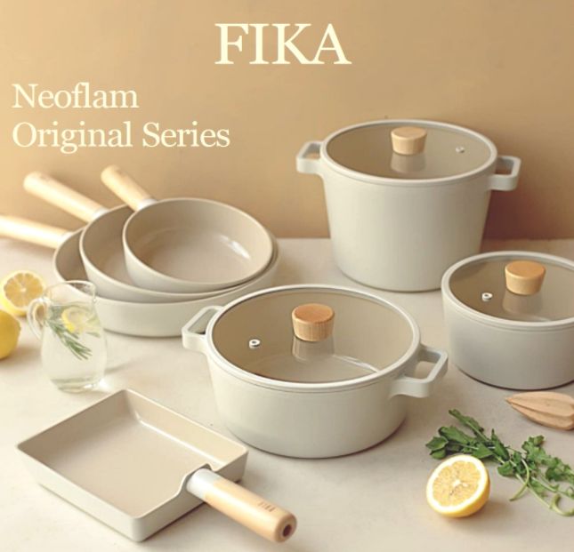 Chảo / nồi chống dính cho bếp từ fika neoflam làm từ nhôm đúc phủ gốm 18 - 22 - 24 - 26 - 28 cm phong cách hàn quốc