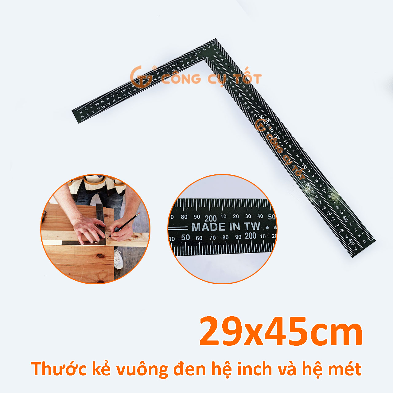 Thước đo góc vuông 2 mặt hệ mét