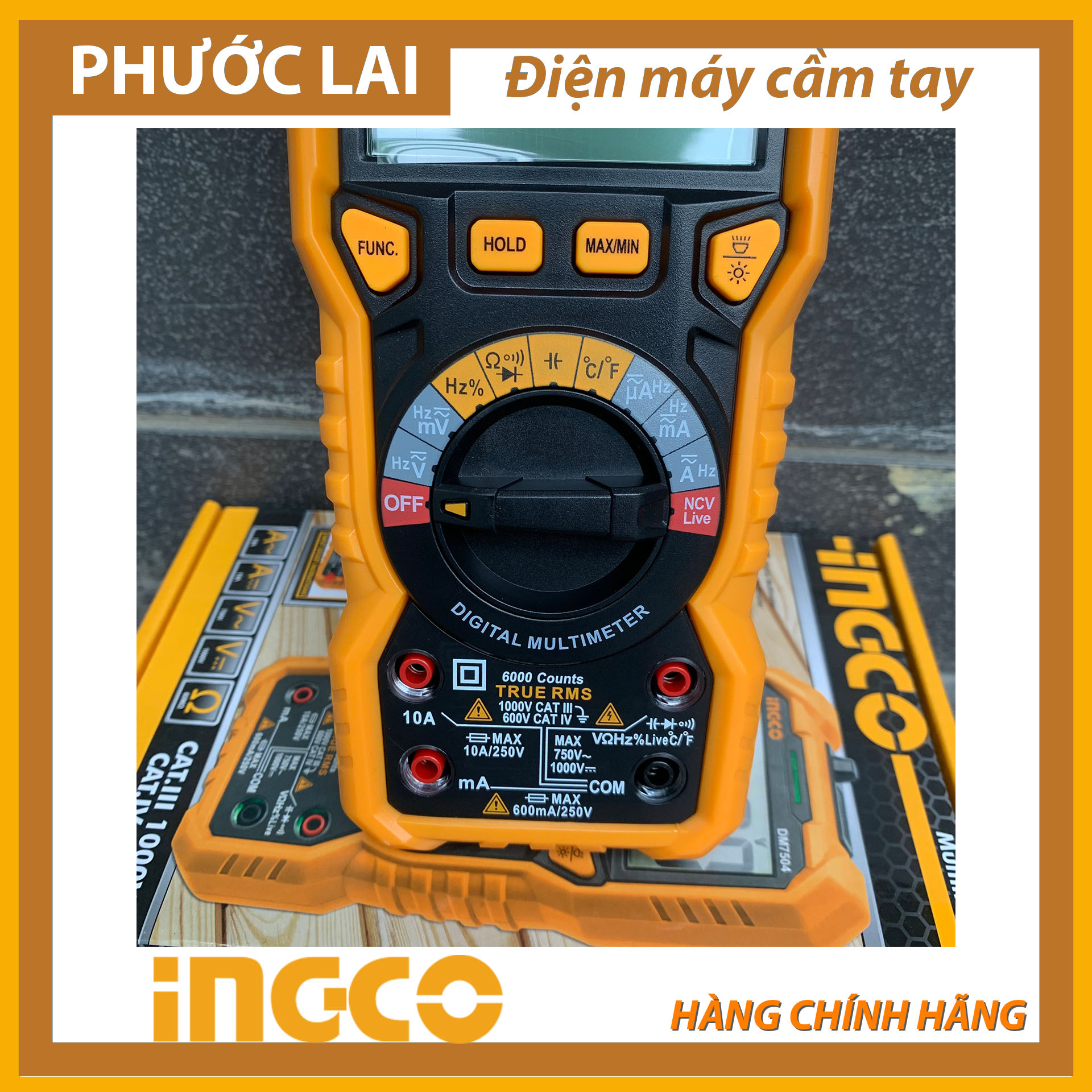 Đồng hồ vạn năng kỹ thuật số (6000 số đếm) (Chính Hãng) INGCO DM7504