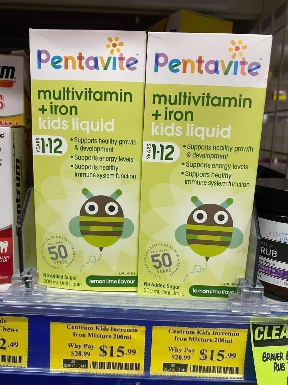 Siro Pentavite Multi Vitamin+ Iron-𝗩𝗶𝘁𝗮𝗺𝗶𝗻 𝘁𝗼̂̉𝗻𝗴 𝗵𝗼̛̣𝗽 𝘃𝗼̛́𝗶 𝗦𝗮̆́𝘁 𝗰𝗵𝗼 𝗯𝗲́ 𝘁𝘂̛̀ 𝟭 -𝟭𝟮 tuổi 200ml